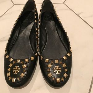 {Tory Burch} black and gold flats